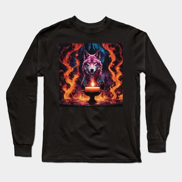 fire wolf design Long Sleeve T-Shirt by nonagobich